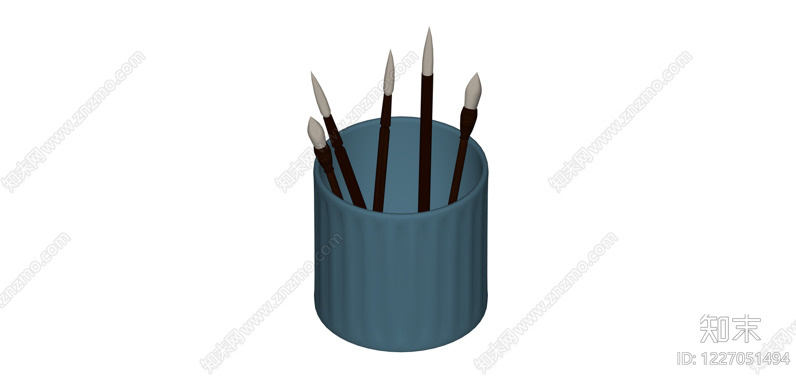 蓝色笔筒与画笔组合SU模型下载【ID:1227051494】