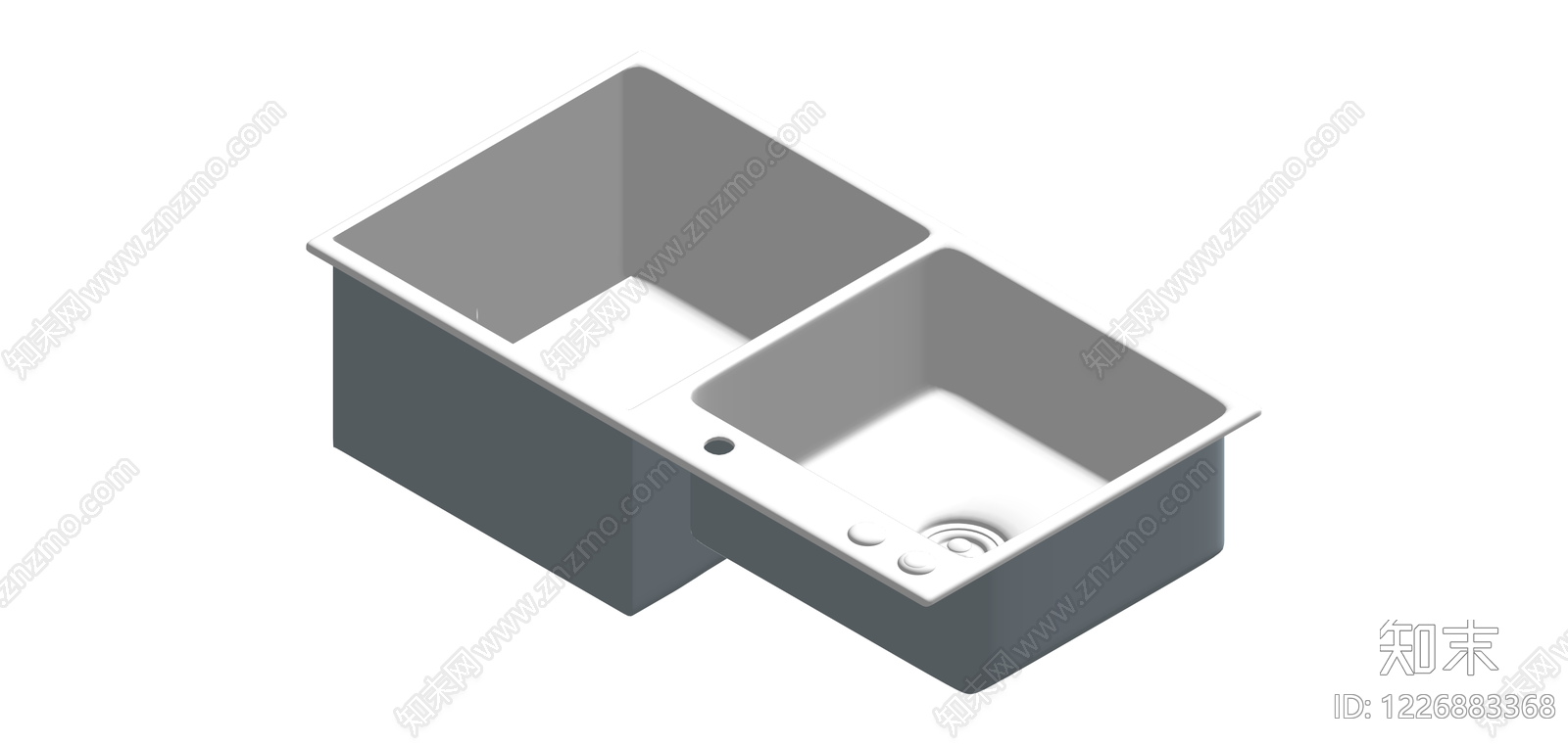 双槽厨房水槽组件SU模型下载【ID:1226883368】