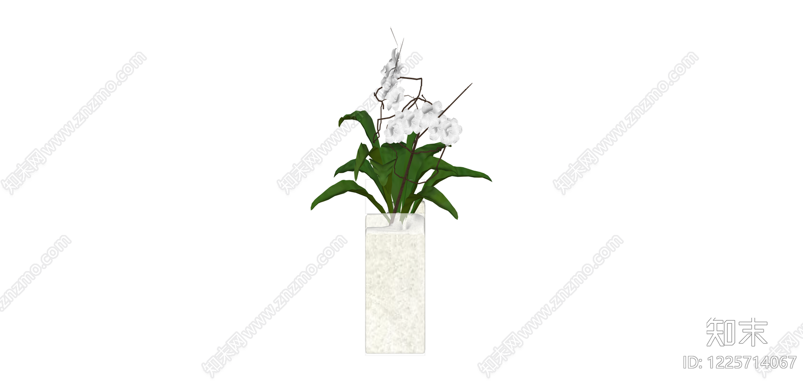白色花瓶插花盆栽SU模型下载【ID:1225714067】