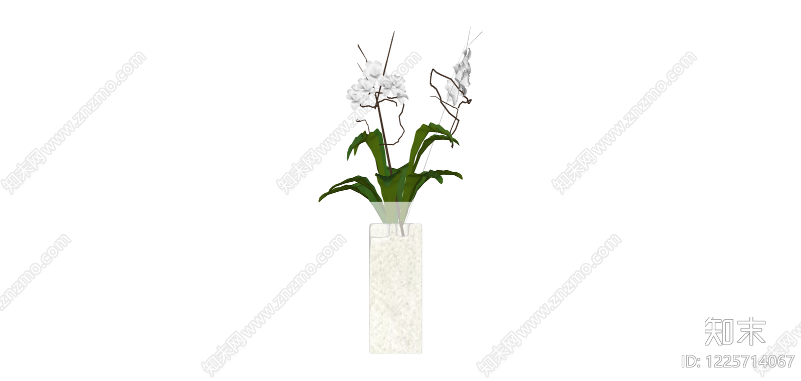 白色花瓶插花盆栽SU模型下载【ID:1225714067】