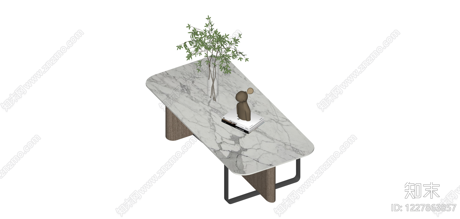 大理石茶几带装饰SU模型下载【ID:1227863857】