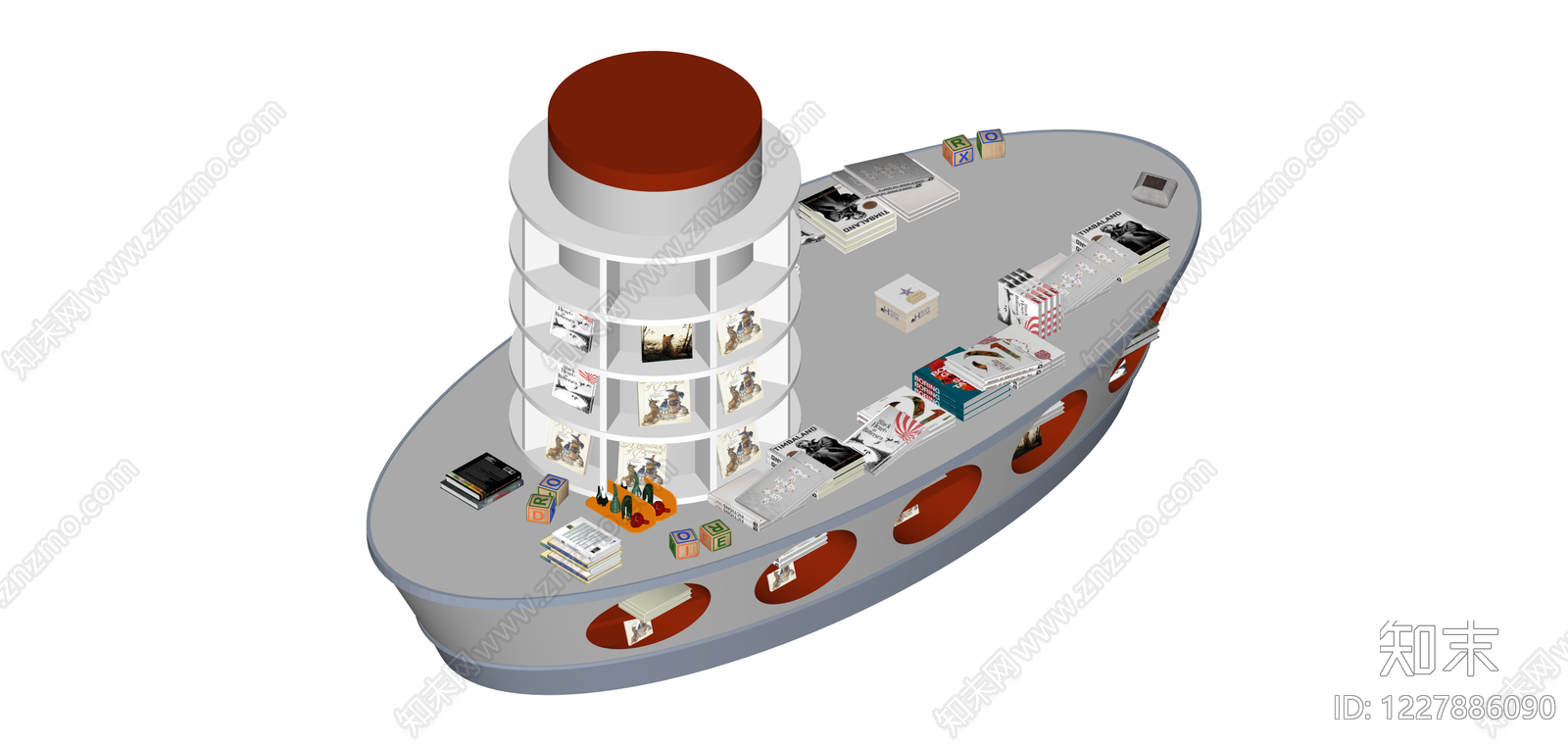 书籍展示船模型SU模型下载【ID:1227886090】
