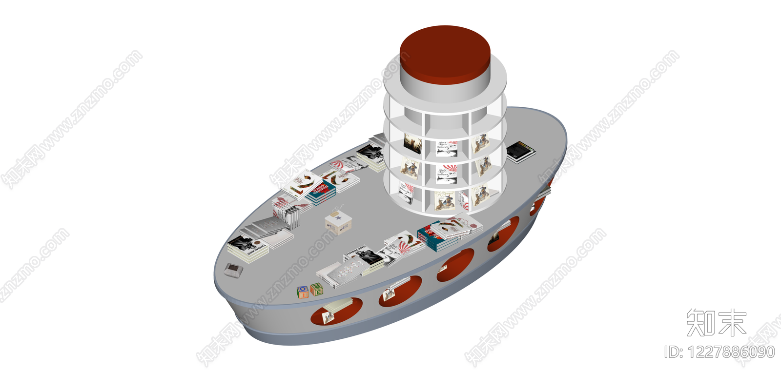 书籍展示船模型SU模型下载【ID:1227886090】