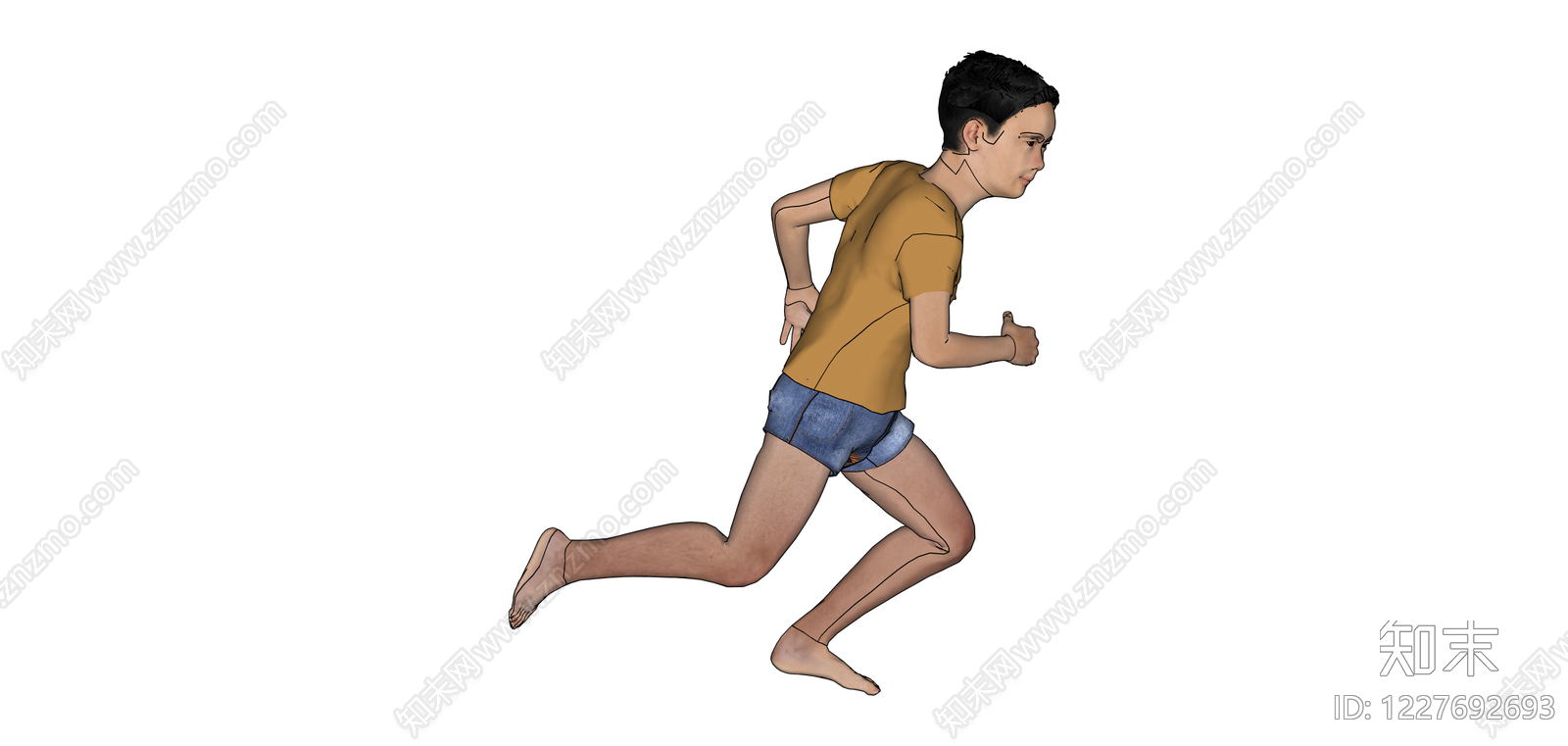 奔跑姿态人物模型SU模型下载【ID:1227692693】