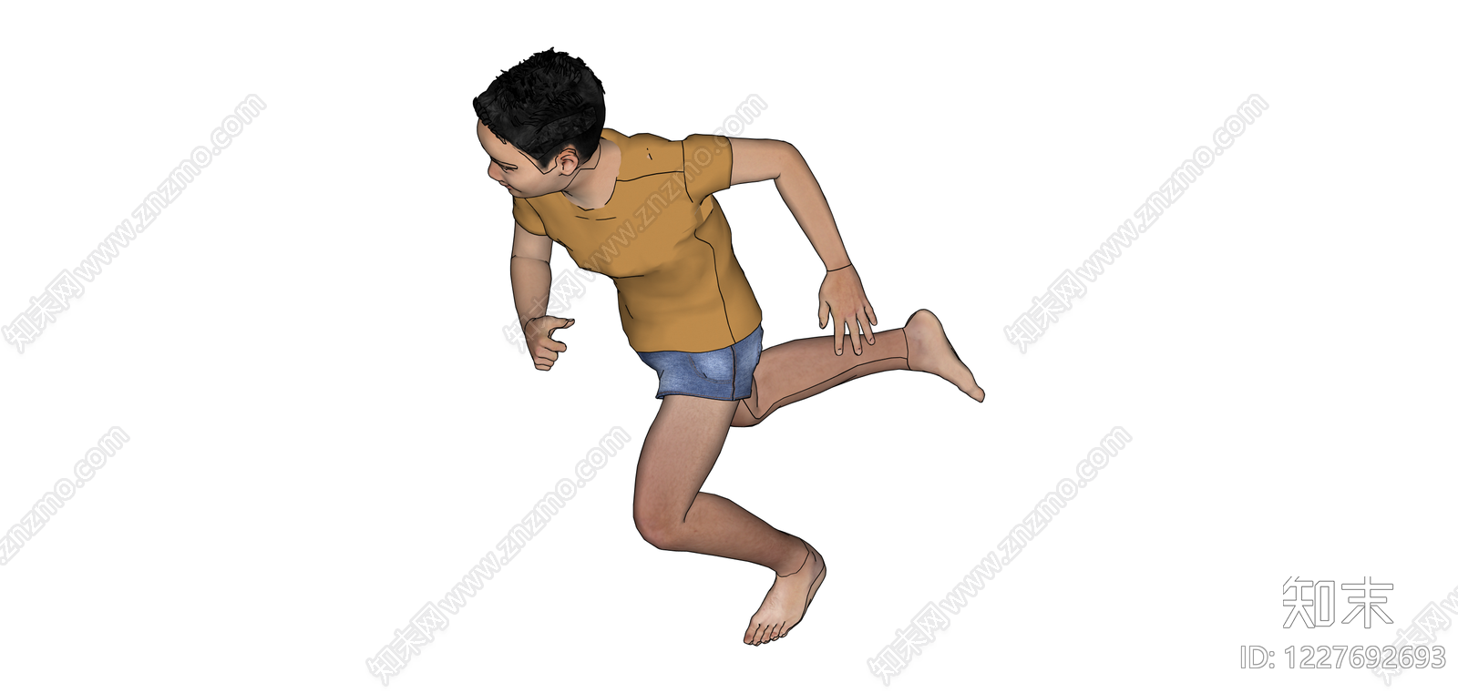 奔跑姿态人物模型SU模型下载【ID:1227692693】