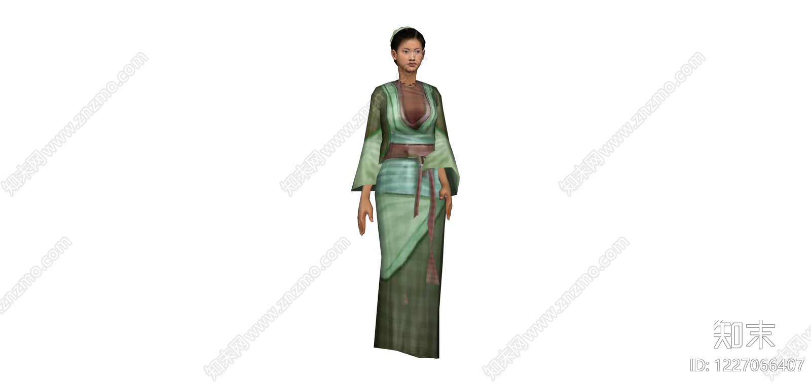 古装女子全身模型SU模型下载【ID:1227066407】