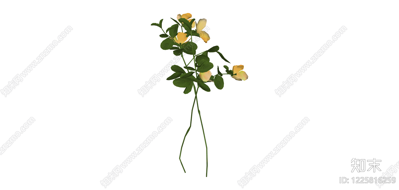 黄色花艺枝条组合SU模型下载【ID:1225816259】