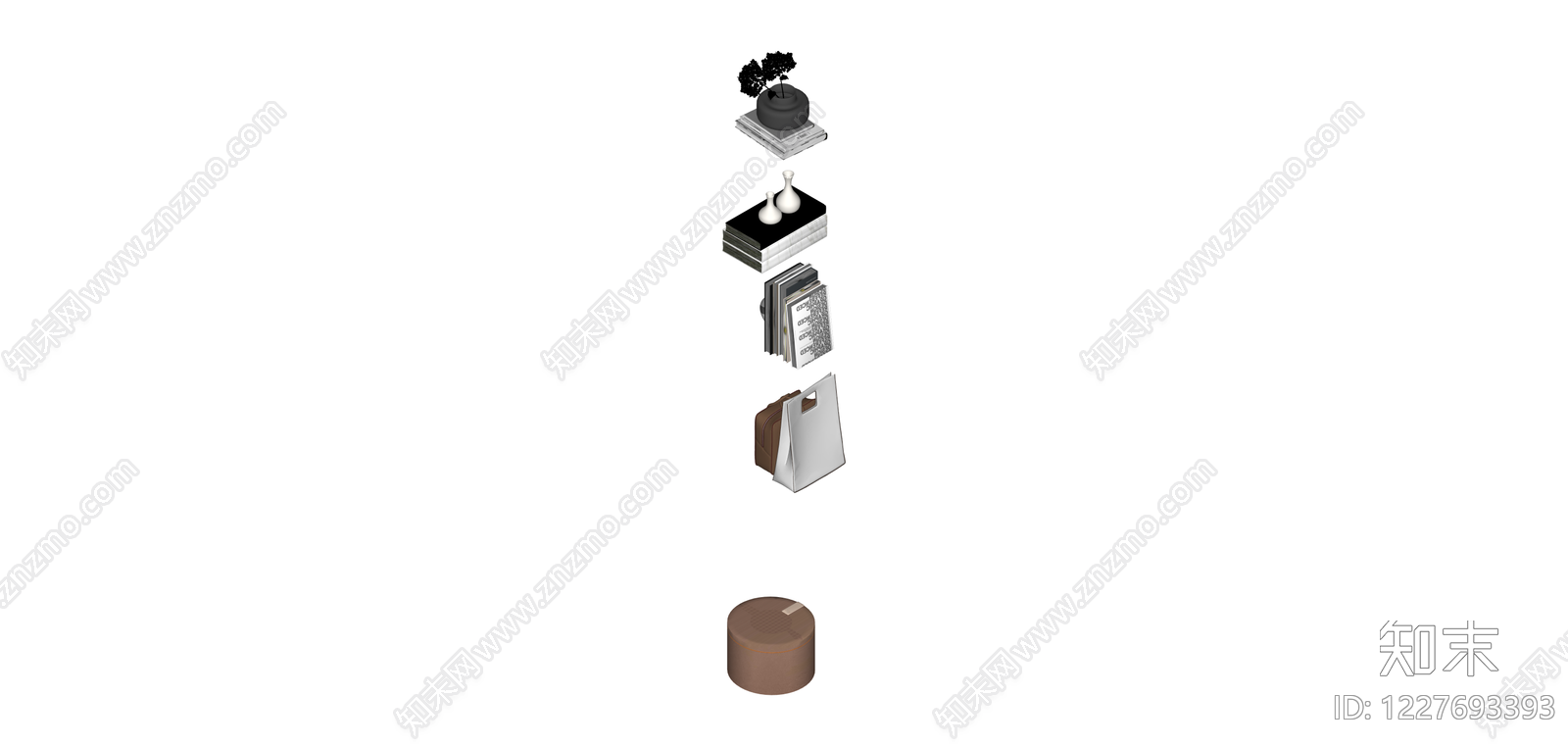 组合收纳摆件套装SU模型下载【ID:1227693393】