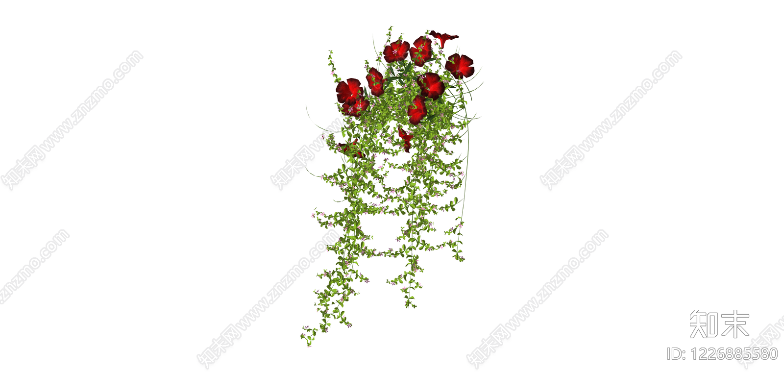 悬挂式红色花艺组合SU模型下载【ID:1226885580】
