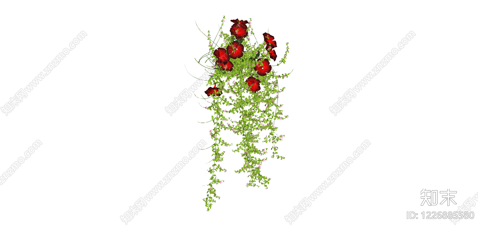 悬挂式红色花艺组合SU模型下载【ID:1226885580】