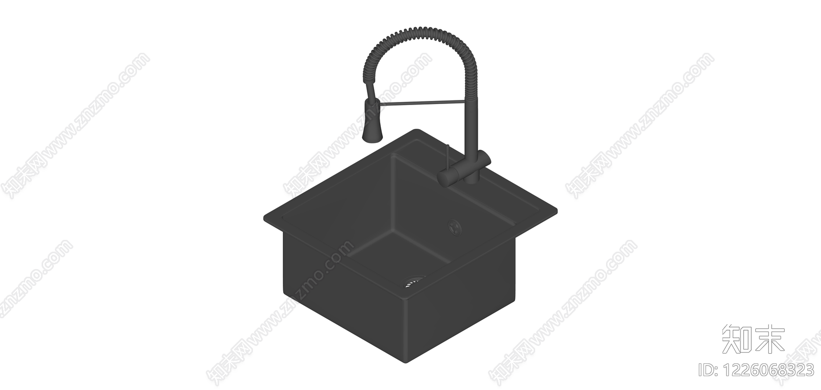 黑色抽拉式厨房水槽组件SU模型下载【ID:1226068323】