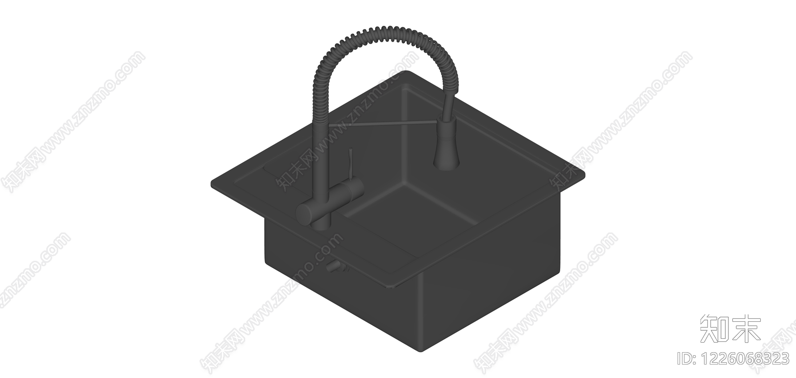 黑色抽拉式厨房水槽组件SU模型下载【ID:1226068323】