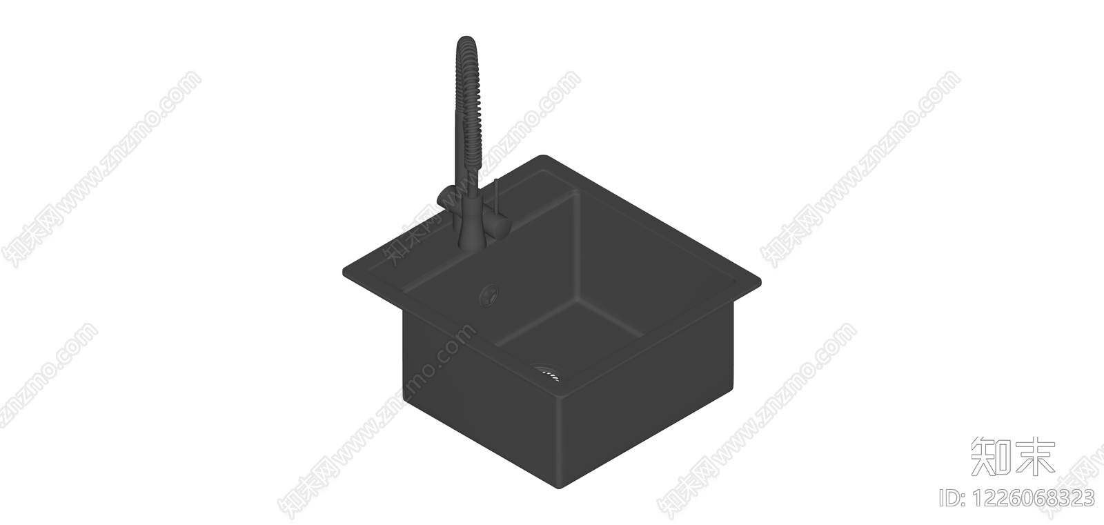黑色抽拉式厨房水槽组件SU模型下载【ID:1226068323】