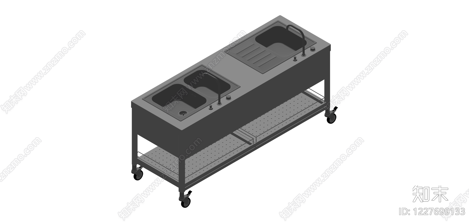 双槽不锈钢移动操作台SU模型下载【ID:1227699133】