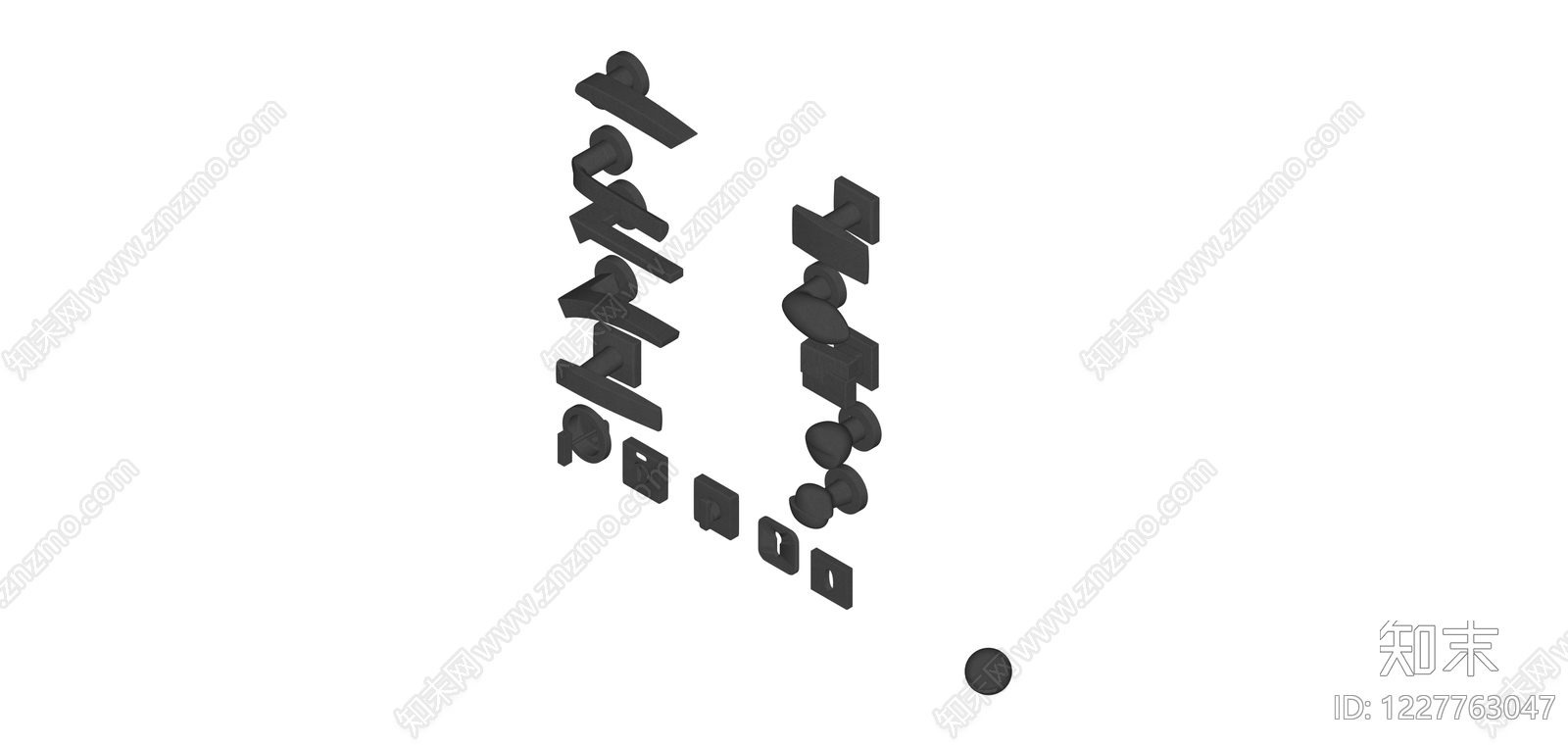 黑色五金门把手组件SU模型下载【ID:1227763047】