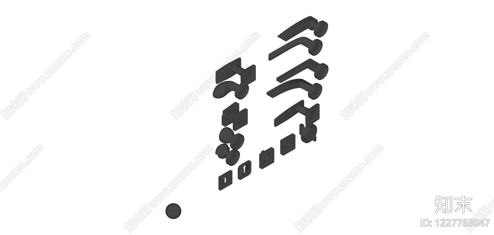 黑色五金门把手组件SU模型下载【ID:1227763047】
