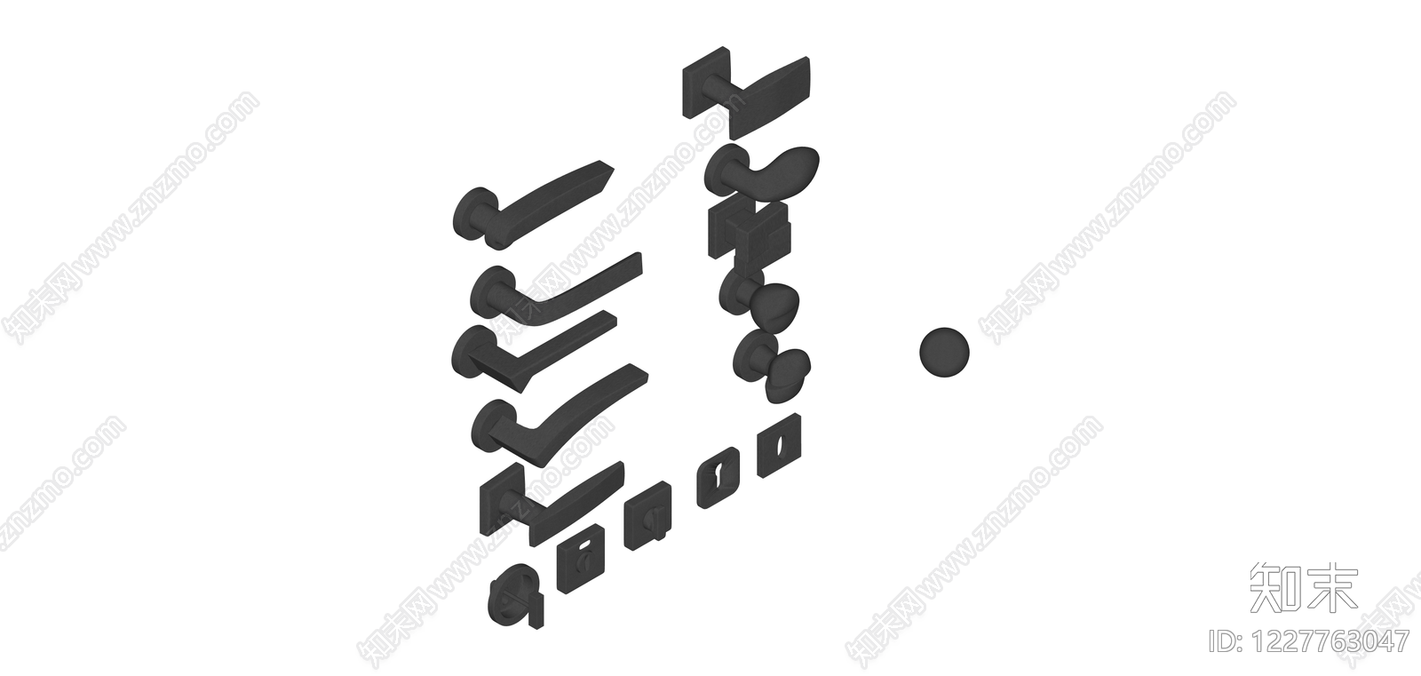 黑色五金门把手组件SU模型下载【ID:1227763047】