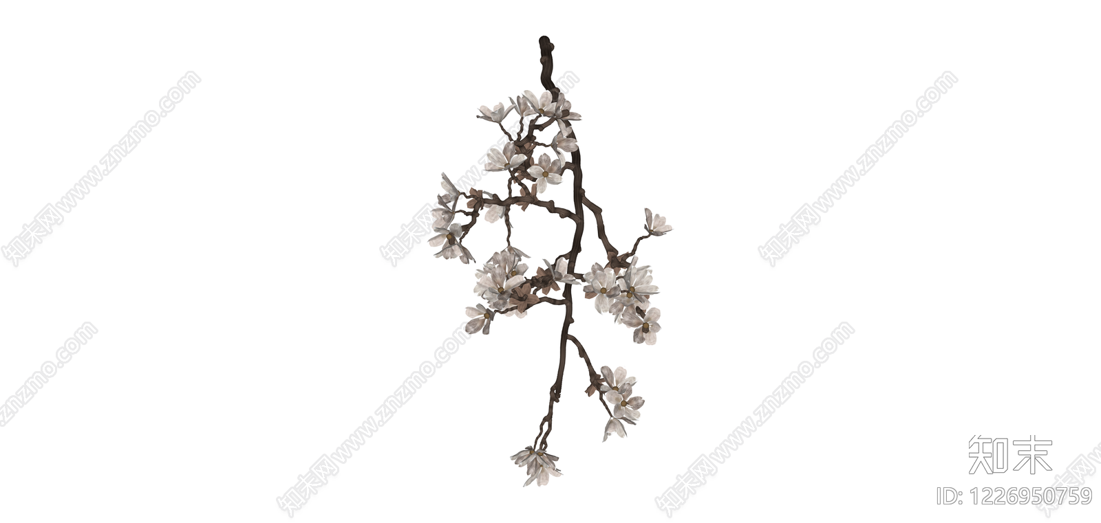 白色仿真花艺枝条SU模型下载【ID:1226950759】