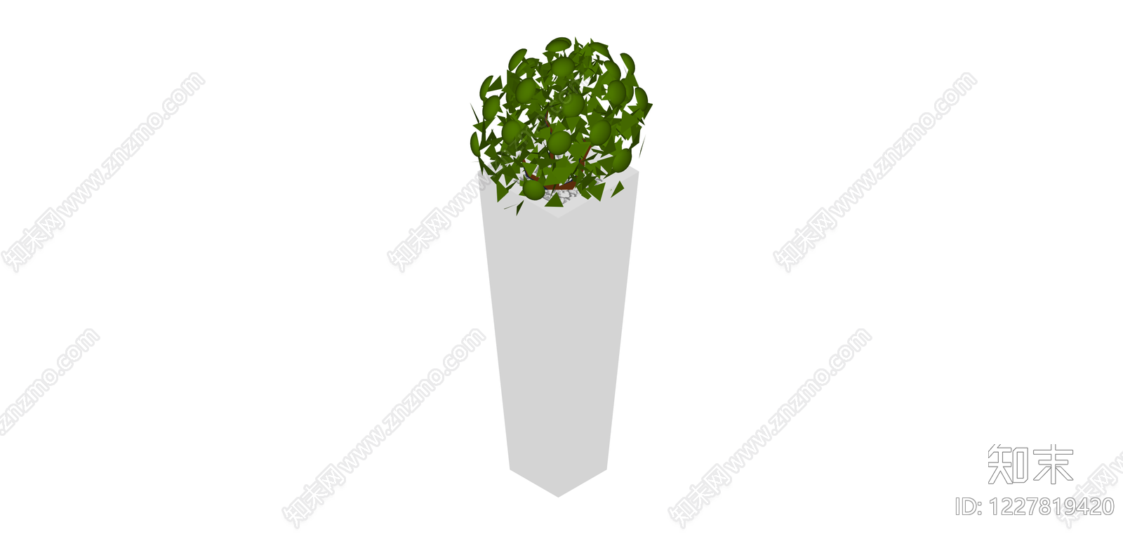 白色高筒盆栽绿植SU模型下载【ID:1227819420】