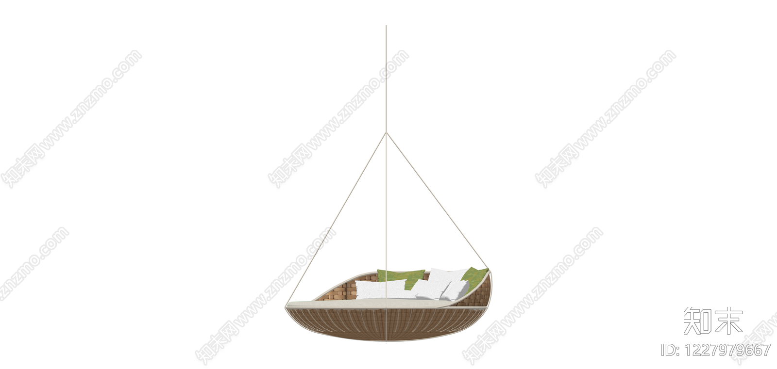 藤编吊篮躺椅SU模型下载【ID:1227979667】