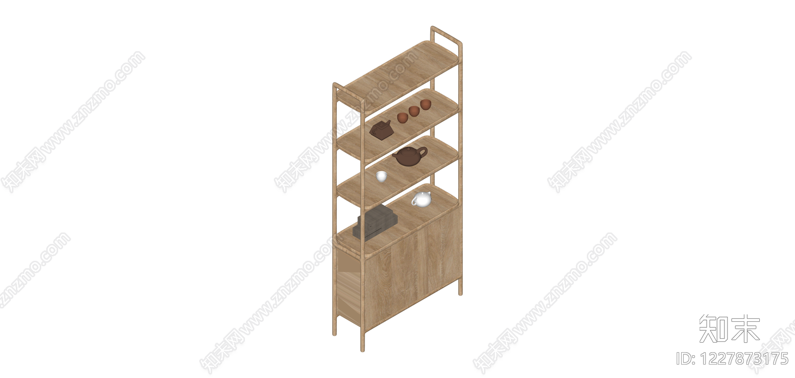 实木茶具置物架SU模型下载【ID:1227873175】