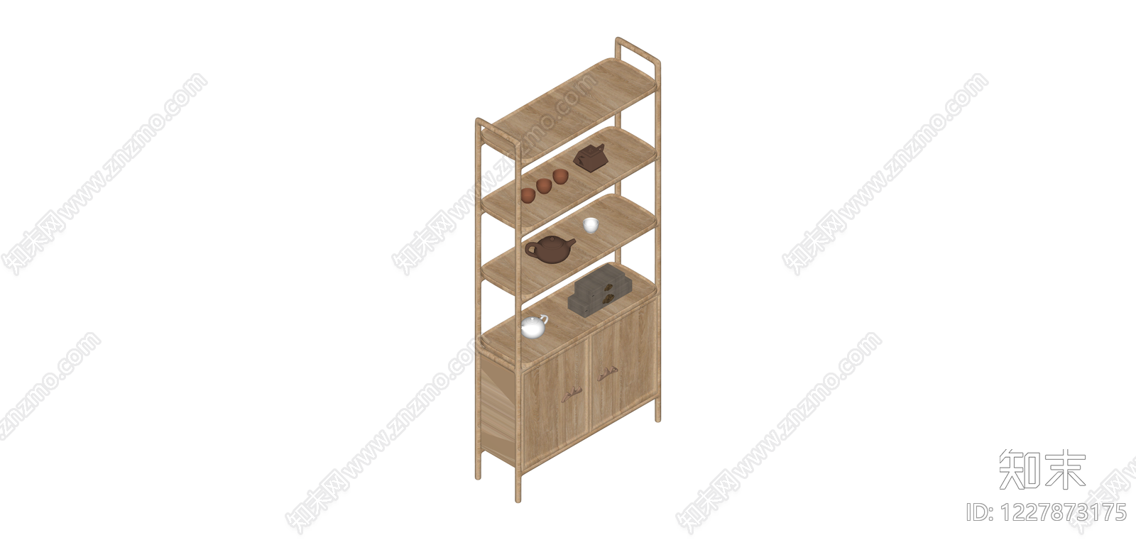 实木茶具置物架SU模型下载【ID:1227873175】