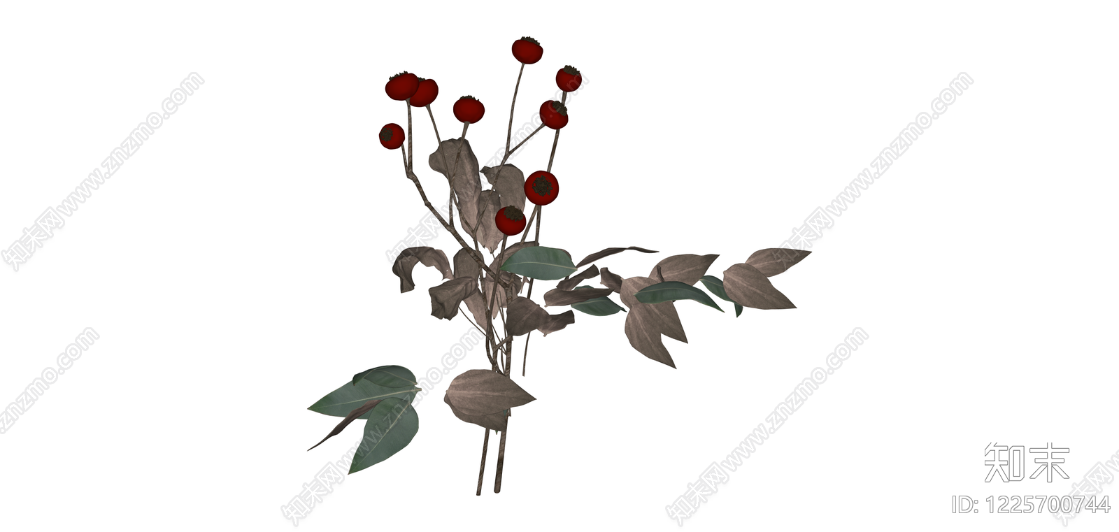 红果枯叶植物组合SU模型下载【ID:1225700744】