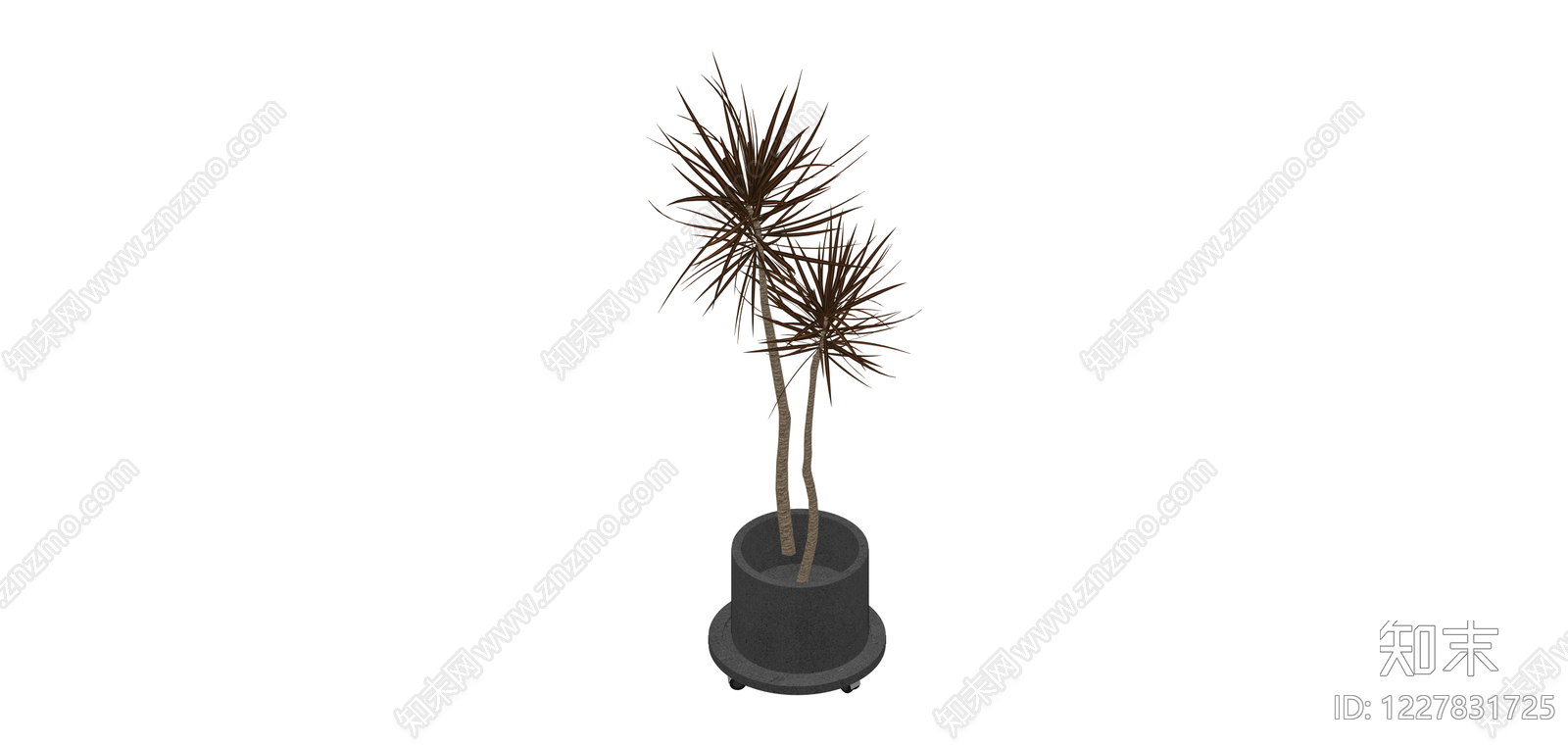 带盆双杆盆栽植物SU模型下载【ID:1227831725】