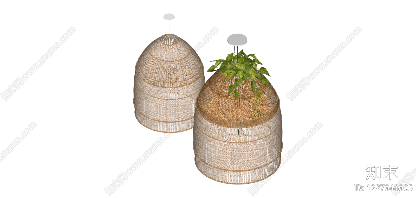 藤编植物吊灯组合SU模型下载【ID:1227948905】
