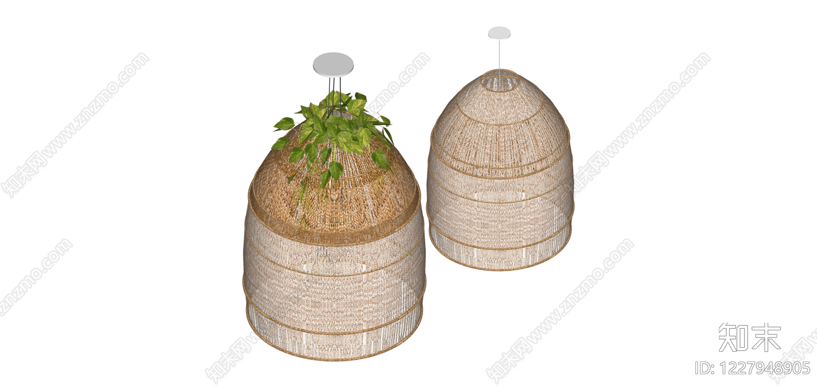 藤编植物吊灯组合SU模型下载【ID:1227948905】