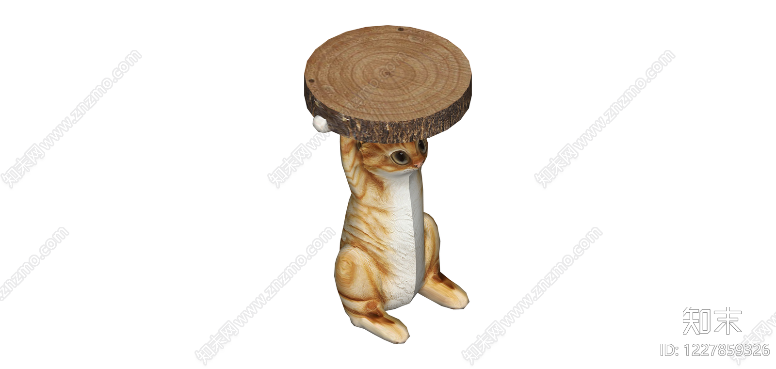 猫咪举木墩造型凳SU模型下载【ID:1227859326】