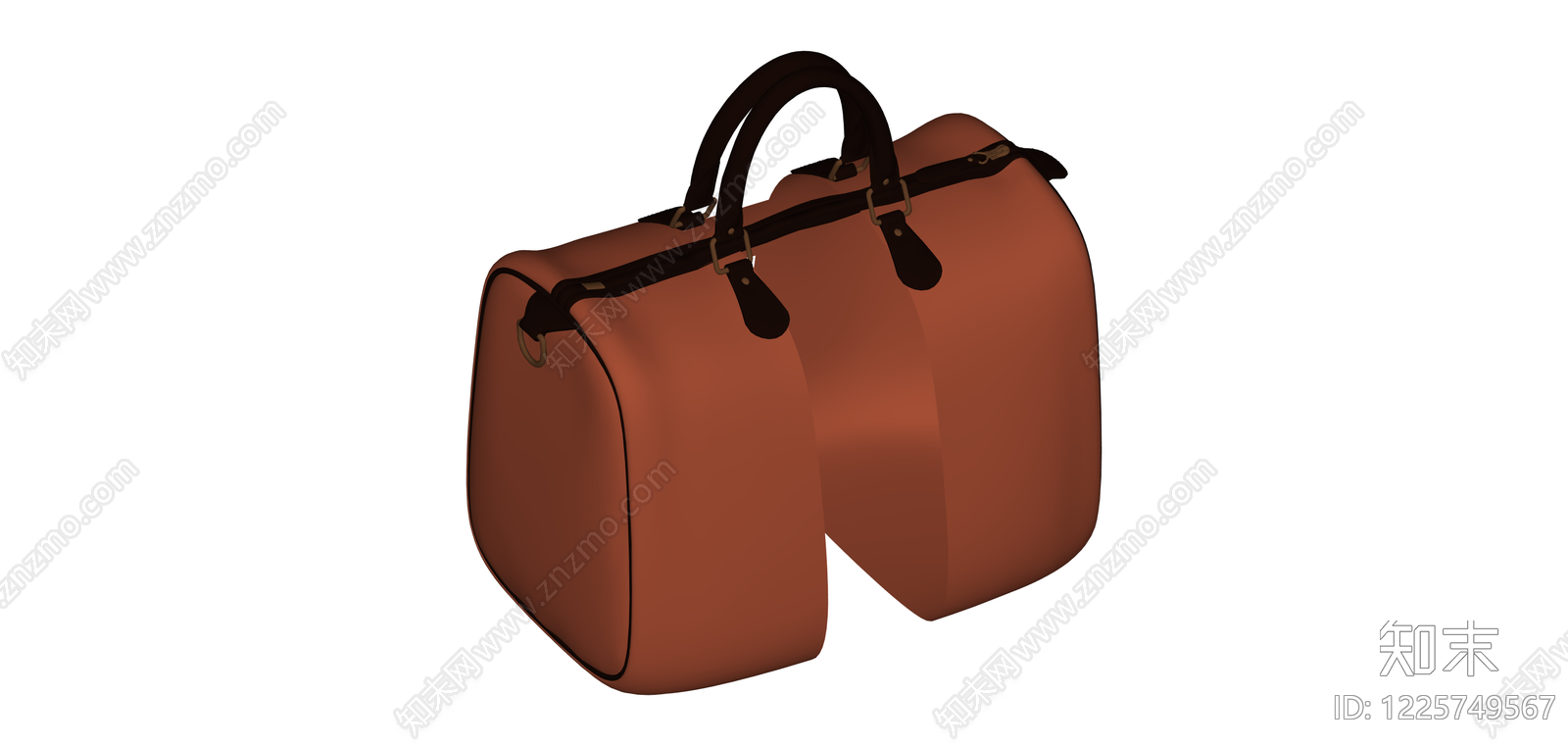 Gucci品牌棕色旅行袋SU模型下载【ID:1225749567】
