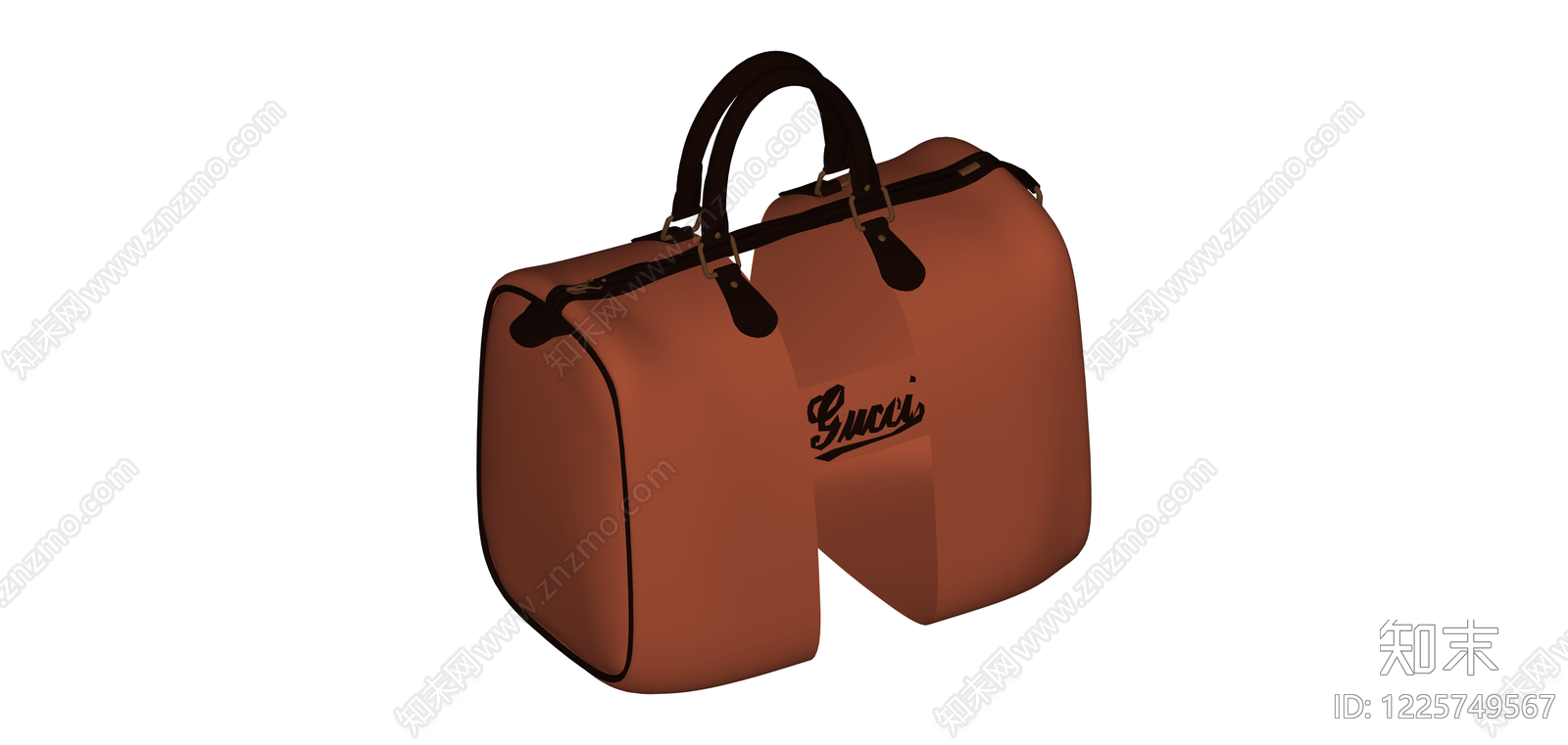 Gucci品牌棕色旅行袋SU模型下载【ID:1225749567】