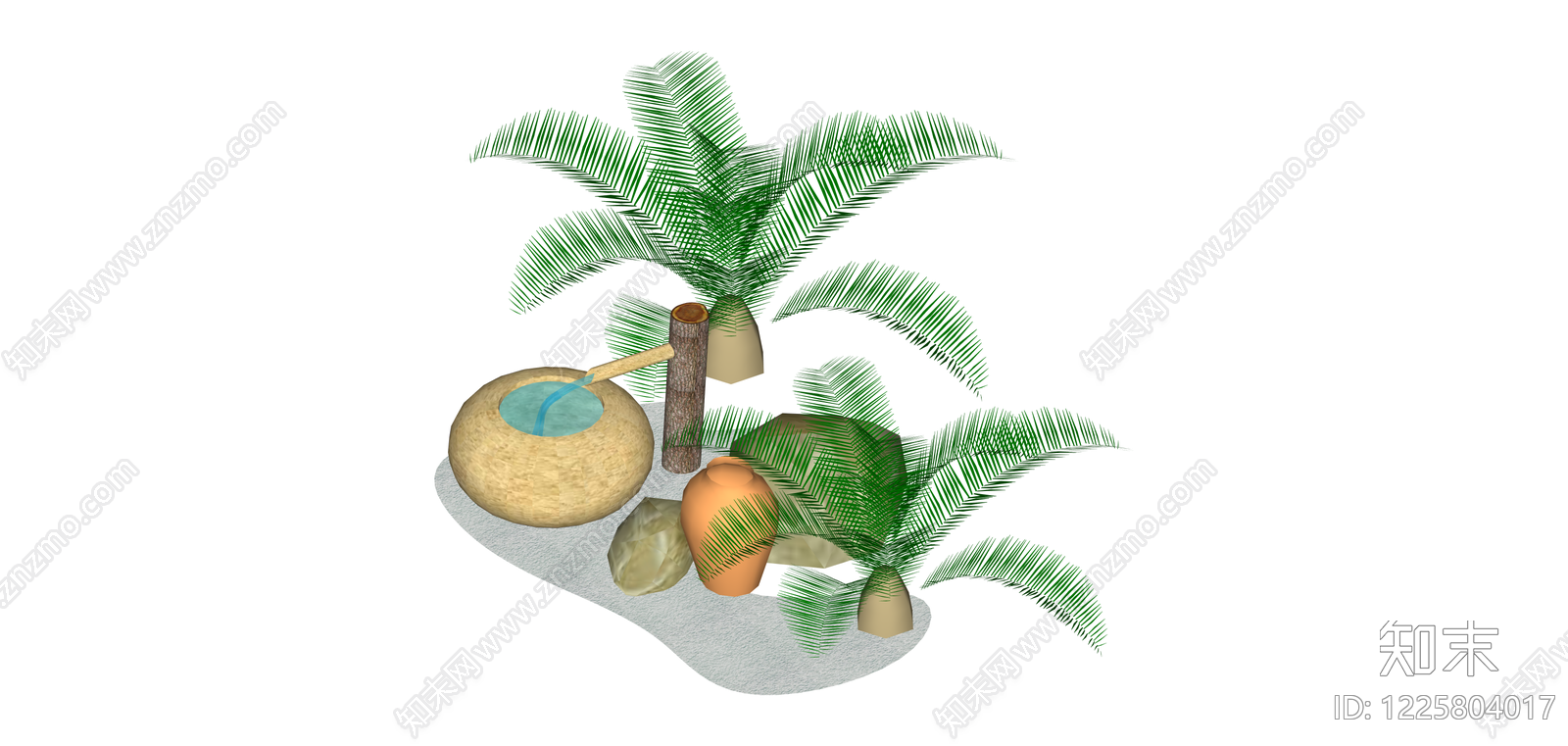 景观石水槽喷泉组合SU模型下载【ID:1225804017】