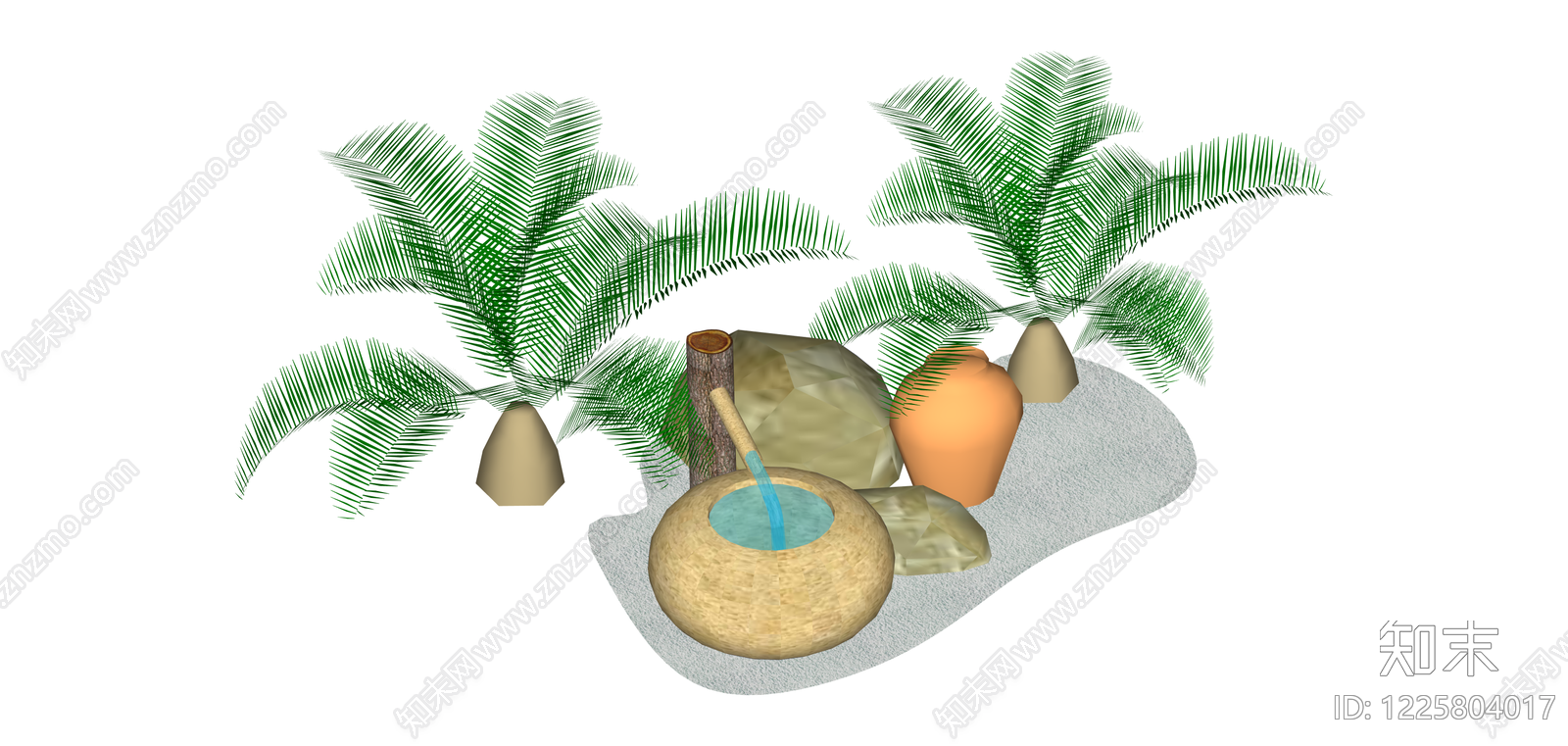 景观石水槽喷泉组合SU模型下载【ID:1225804017】
