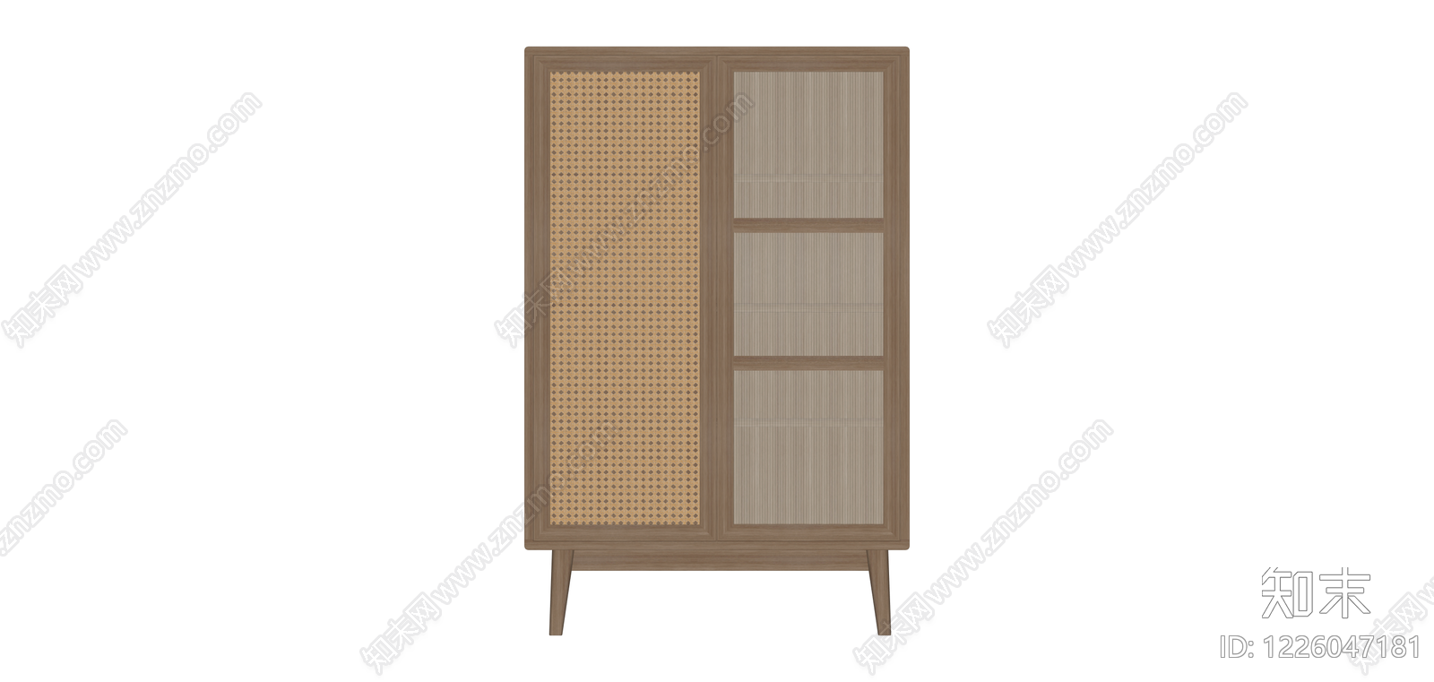 木质藤编玻璃展示柜SU模型下载【ID:1226047181】