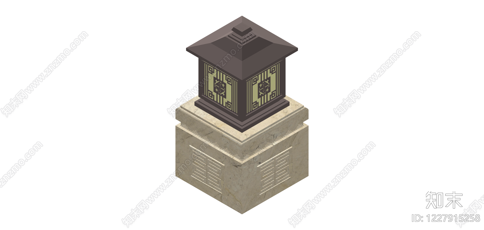 中式石墩景观灯SU模型下载【ID:1227915258】