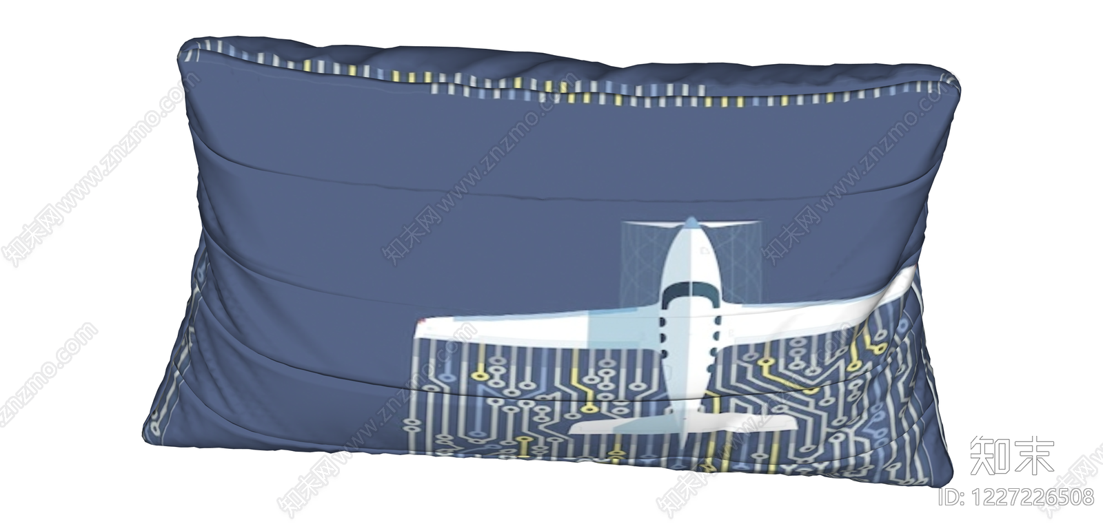 印花蓝色抱枕SU模型下载【ID:1227226508】
