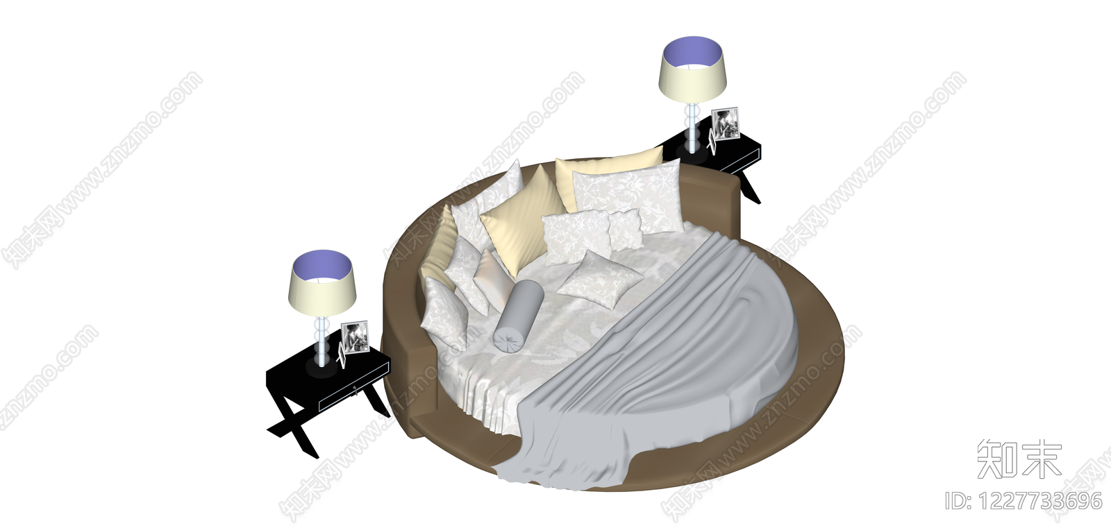 现代风格双人床组合SU模型下载【ID:1227733696】
