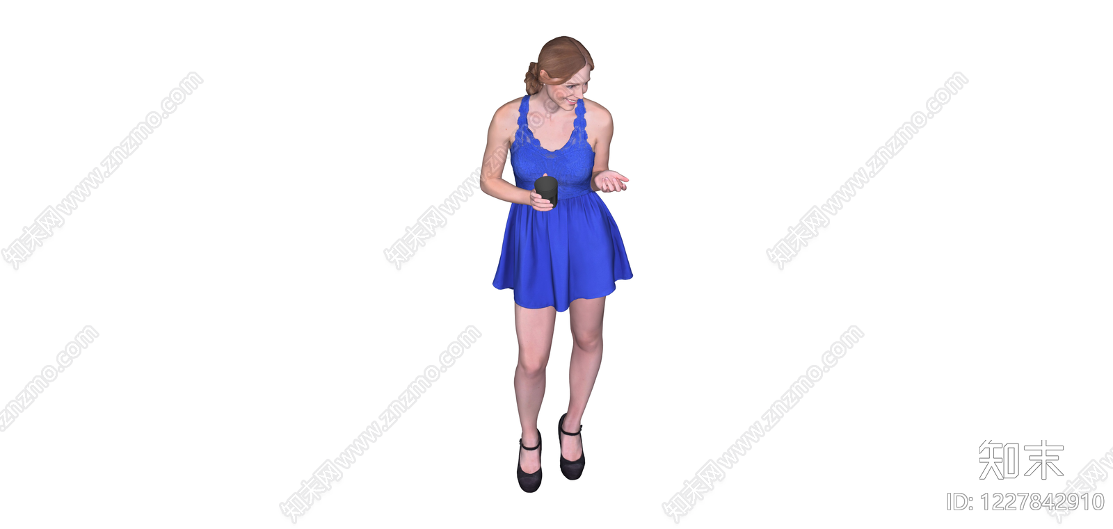 蓝色连衣裙女性人物SU模型下载【ID:1227842910】