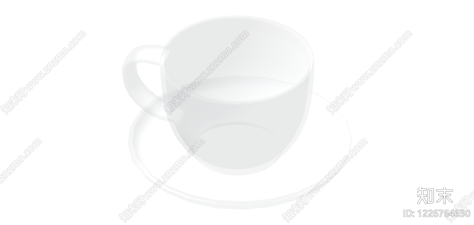 白模咖啡杯碟套装SU模型下载【ID:1226764630】