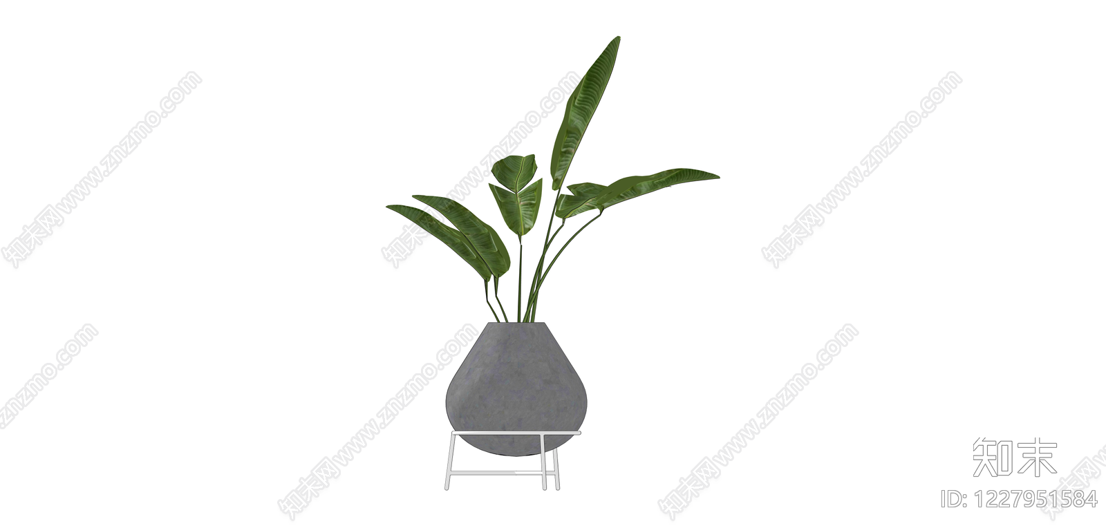 带盆绿植盆栽SU模型下载【ID:1227951584】
