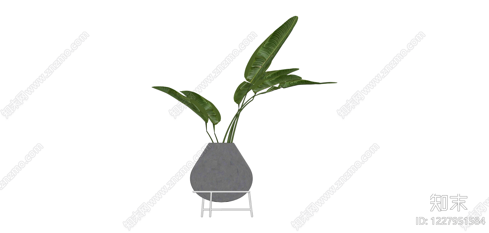 带盆绿植盆栽SU模型下载【ID:1227951584】