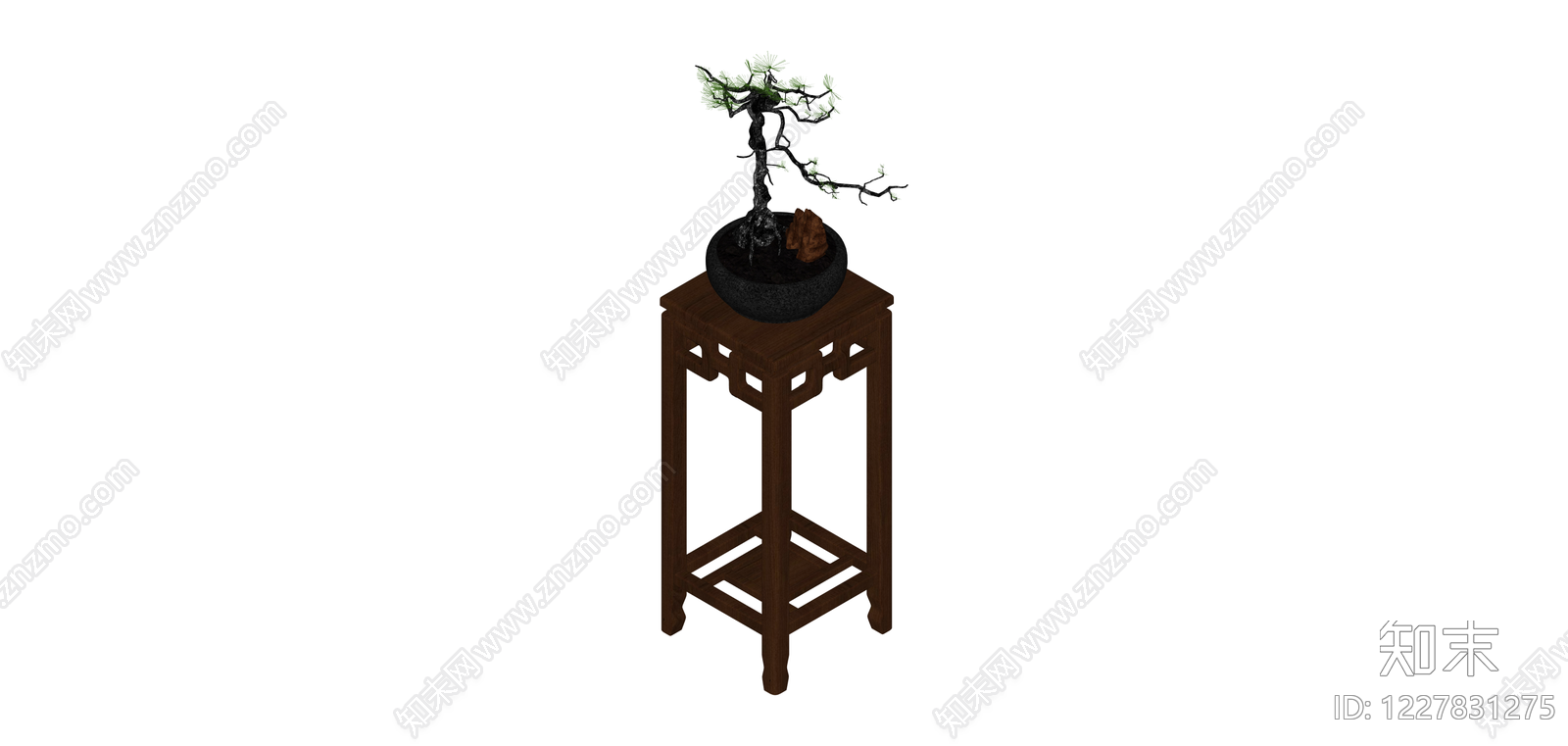 中式花架盆景组合SU模型下载【ID:1227831275】