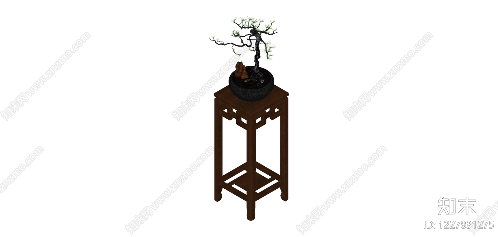 中式花架盆景组合SU模型下载【ID:1227831275】