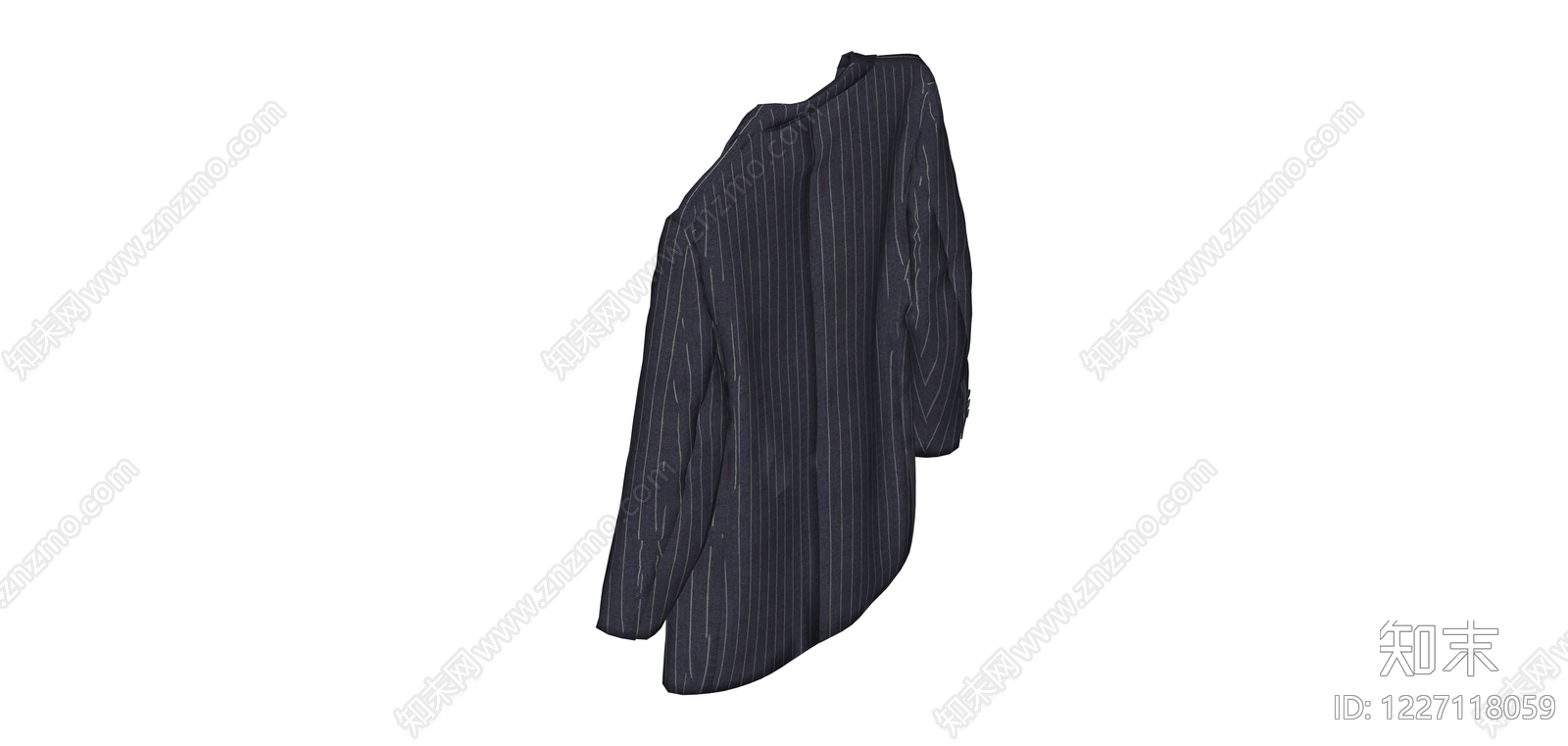 深蓝竖条纹长款外套SU模型下载【ID:1227118059】