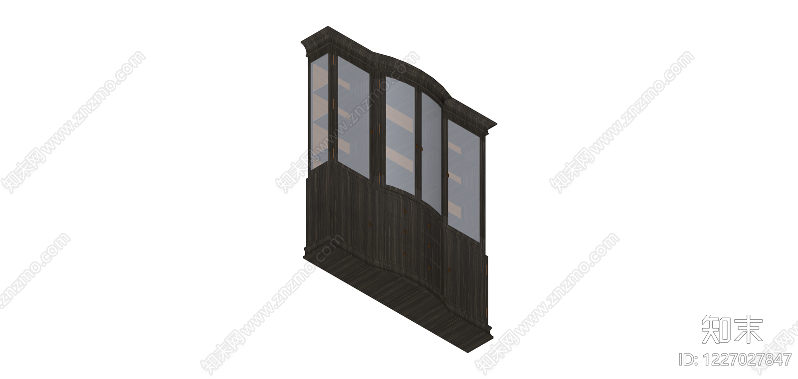 深色四门玻璃展示柜SU模型下载【ID:1227027847】