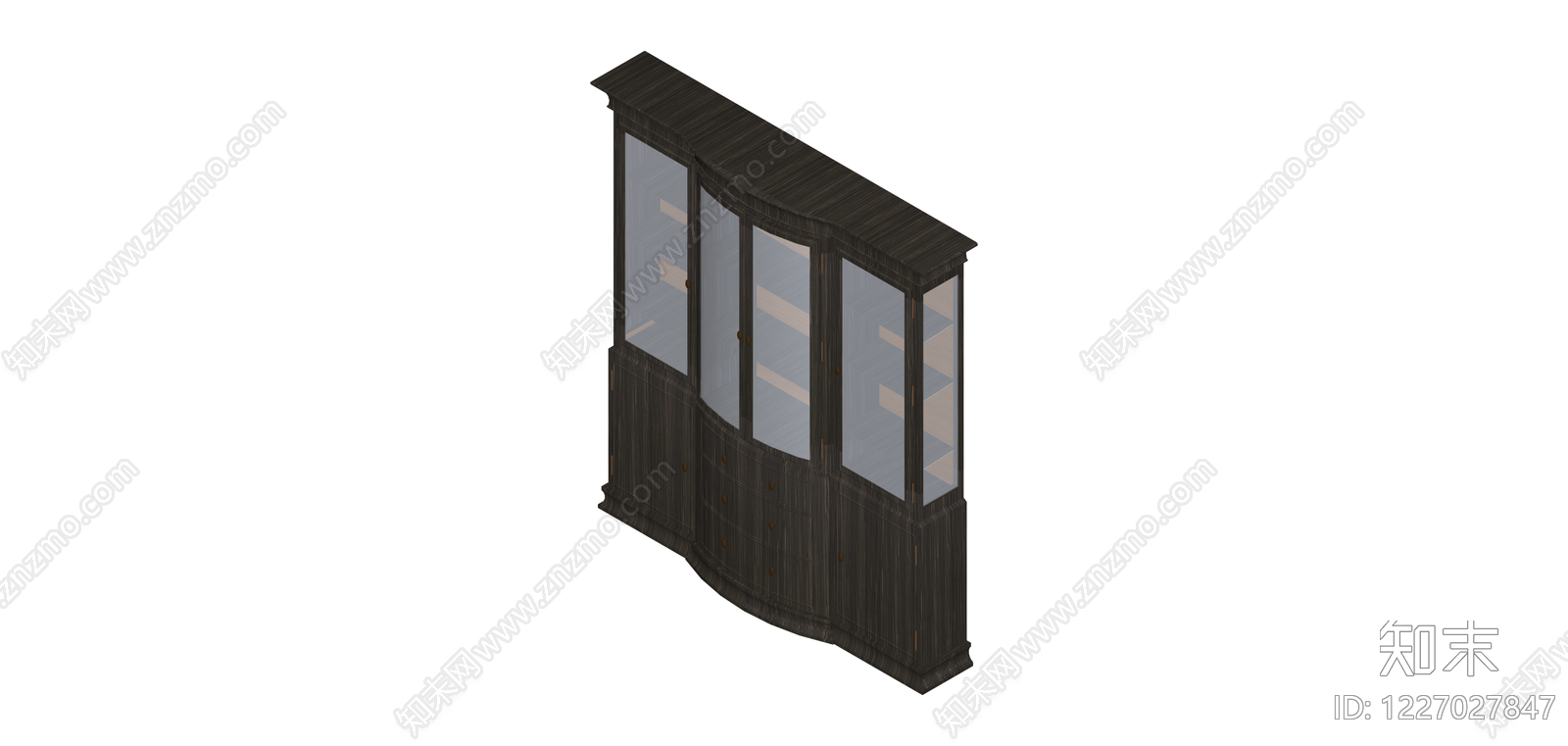 深色四门玻璃展示柜SU模型下载【ID:1227027847】