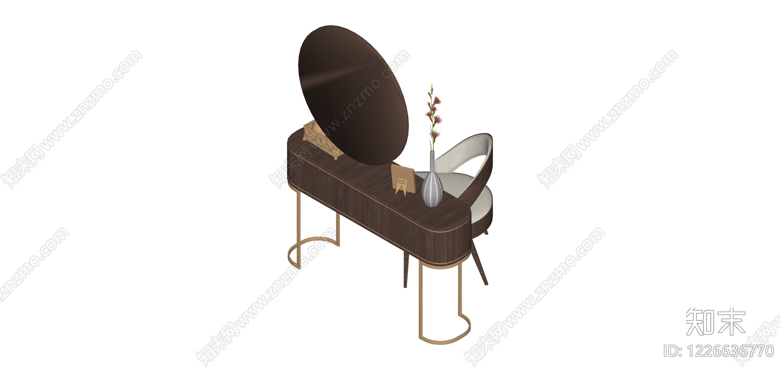 新中式梳妆台组合SU模型下载【ID:1226636770】