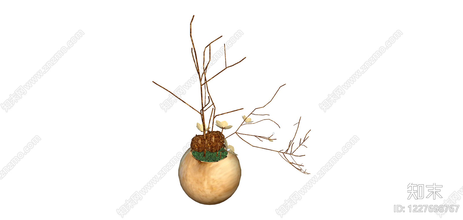 球形花瓶插花装饰SU模型下载【ID:1227698767】